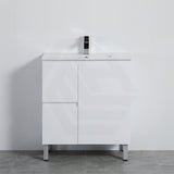 Lukka Alpha Ensuite 750mm Gloss White PVC Narrow Freestanding Vanity with Soft Closing Finger Pull Door and Left/Right Hand Drawers