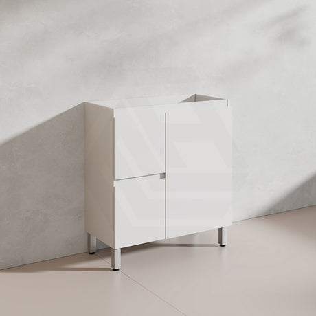 Lukka Alpha Ensuite 750mm Gloss White PVC Narrow Freestanding Vanity with Soft Closing Finger Pull Door and Left/Right Hand Drawers
