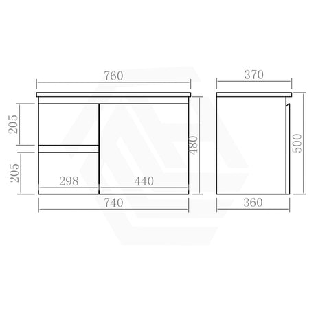 Lukka Alpha Ensuite 750mm Gloss White Narrow PVC Wall Hung Vanity with Left/Right Hand Drawers and Soft Closing Finger Pull Door