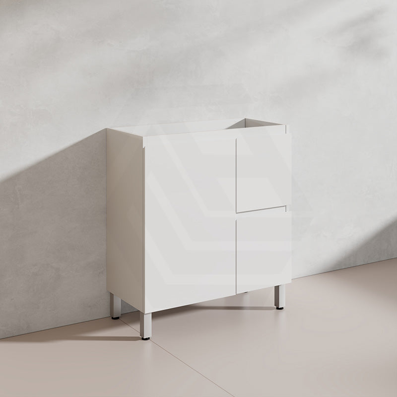Lukka Alpha Ensuite 750mm Gloss White PVC Narrow Freestanding Vanity with Soft Closing Finger Pull Door and Left/Right Hand Drawers