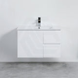 Lukka Alpha Ensuite 750mm Gloss White Narrow PVC Wall Hung Vanity with Left/Right Hand Drawers and Soft Closing Finger Pull Door