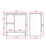 Lukka Alpha 750mm Gloss White PVC Freestanding Vanity with Left/Right Hand Drawers and Soft Closing Finger Pull Door