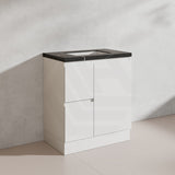 Lukka Alpha 750mm Gloss White PVC Freestanding Vanity with Left/Right Hand Drawers and Soft Closing Finger Pull Door