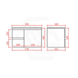 Lukka Alpha 750mm Gloss White PVC Wall Hung Vanity with Soft Closing Finger Pull Door and Left/Right Hand Drawers