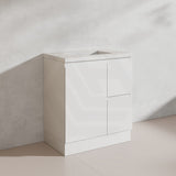 Lukka Alpha 750mm Gloss White PVC Freestanding Vanity with Left/Right Hand Drawers and Soft Closing Finger Pull Door