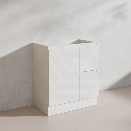 Lukka Alpha 750mm Gloss White PVC Freestanding Vanity with Left/Right Hand Drawers and Soft Closing Finger Pull Door