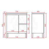 Lukka Alpha 750mm Gloss White PVC Freestanding Vanity with Left/Right Hand Drawers and Soft Closing Finger Pull Door