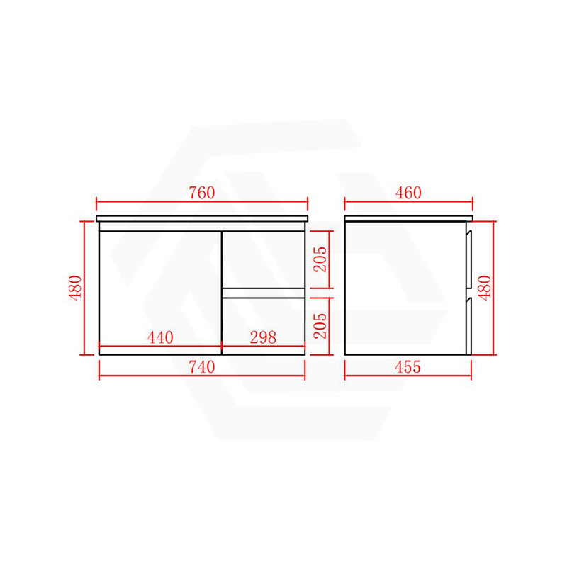 Lukka Alpha 750mm Gloss White PVC Wall Hung Vanity with Soft Closing Finger Pull Door and Left/Right Hand Drawers