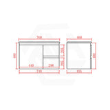 Lukka Alpha 750mm Gloss White PVC Wall Hung Vanity with Soft Closing Finger Pull Door and Left/Right Hand Drawers