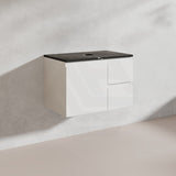 Lukka Alpha 750mm Gloss White PVC Wall Hung Vanity with Soft Closing Finger Pull Door and Left/Right Hand Drawers
