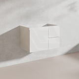 Lukka Alpha 750mm Gloss White PVC Wall Hung Vanity with Soft Closing Finger Pull Door and Left/Right Hand Drawers