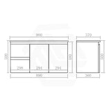 Lukka Alpha Ensuite 900mm Gloss White PVC Narrow Wall Hung Vanity with Left/Right Hand Drawers and Soft Closing Finger Pull Doors