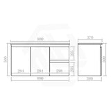Lukka Alpha Ensuite 900mm Gloss White PVC Narrow Wall Hung Vanity with Left/Right Hand Drawers and Soft Closing Finger Pull Doors