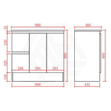 Lukka Alpha 900mm Gloss White PVC Freestanding Vanity with Left/Right Hand Drawers and Soft Closing Finger Pull Doors