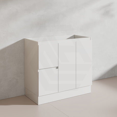 Lukka Alpha 900mm Gloss White PVC Freestanding Vanity with Left/Right Hand Drawers and Soft Closing Finger Pull Doors