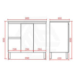 Lukka Alpha 900mm Gloss White PVC Freestanding Vanity with Left/Right Hand Drawers and Soft Closing Finger Pull Doors
