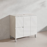 Lukka Alpha 900mm Gloss White PVC Freestanding Vanity with Left/Right Hand Drawers and Soft Closing Finger Pull Doors