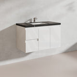 Lukka Alpha 900mm Gloss White PVC Wall Hung Vanity with Soft Closing Finger Pull Doors and Left/Right Hand Drawers