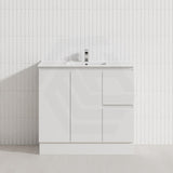 Lukka Alpha 900mm Gloss White PVC Freestanding Vanity with Left/Right Hand Drawers and Soft Closing Finger Pull Doors