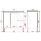 Lukka Alpha 900mm Gloss White PVC Freestanding Vanity with Left/Right Hand Drawers and Soft Closing Finger Pull Doors