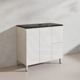 Lukka Alpha 900mm Gloss White PVC Freestanding Vanity with Left/Right Hand Drawers and Soft Closing Finger Pull Doors