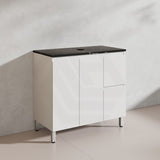 Lukka Alpha 900mm Gloss White PVC Freestanding Vanity with Left/Right Hand Drawers and Soft Closing Finger Pull Doors