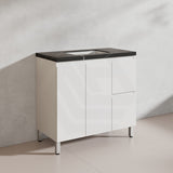 Lukka Alpha 900mm Gloss White PVC Freestanding Vanity with Left/Right Hand Drawers and Soft Closing Finger Pull Doors
