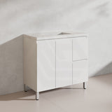 Lukka Alpha 900mm Gloss White PVC Freestanding Vanity with Left/Right Hand Drawers and Soft Closing Finger Pull Doors