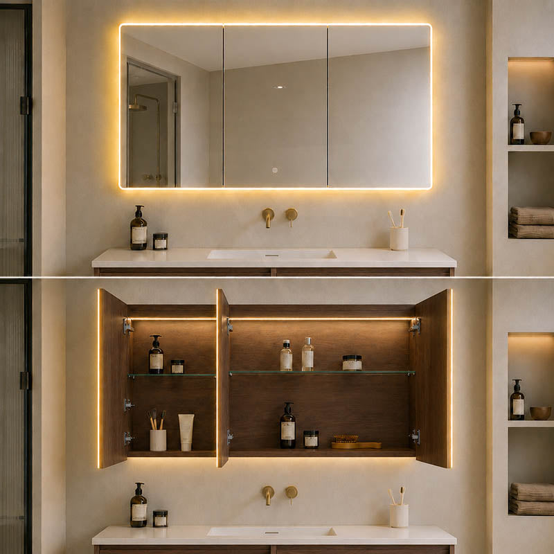 600/750/900/1200/1500mm Lukka Avola Rectangle Mirror Frontlit LED Shaving Cabinet 3 Colours Lighting Variant Colour Available