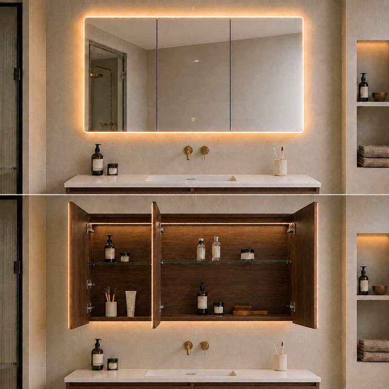 600/750/900/1200/1500mm Lukka Avola Rectangle Mirror Frontlit LED Shaving Cabinet 3 Colours Lighting Variant Colour Available