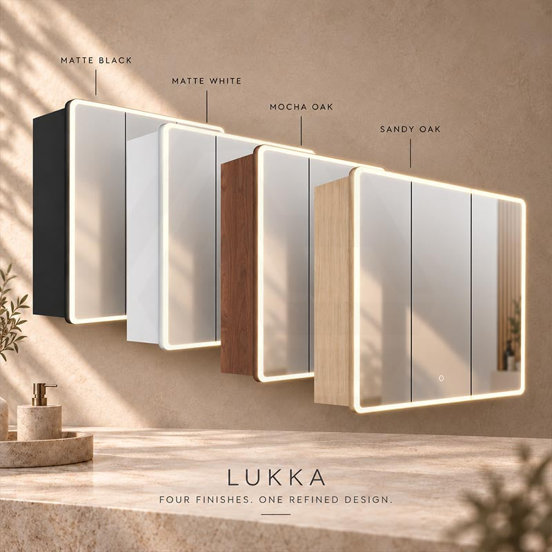 600/750/900/1200/1500mm Lukka Avola Rectangle Mirror Frontlit LED Shaving Cabinet 3 Colours Lighting Variant Colour Available