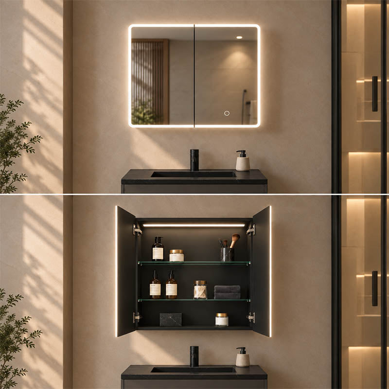 600/750/900/1200/1500mm Lukka Avola Rectangle Mirror Frontlit LED Shaving Cabinet 3 Colours Lighting Variant Colour Available