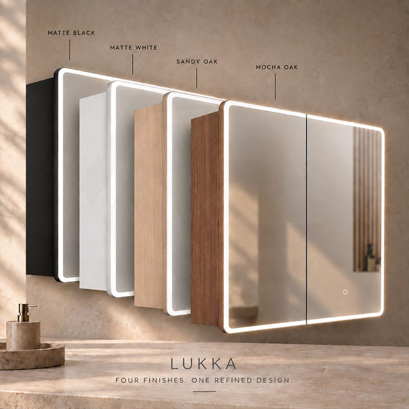 600/750/900/1200/1500mm Lukka Avola Rectangle Mirror Frontlit LED Shaving Cabinet 3 Colours Lighting Variant Colour Available