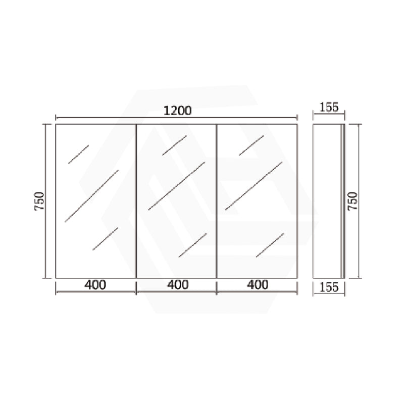 1200mm Lukka Alpha Rectangle PVC Board Wall Hung Shaving Cabinet Gloss White