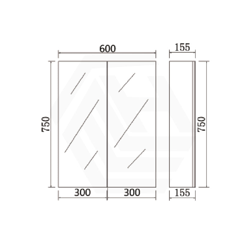 600mm Lukka Alpha Rectangle PVC Board Wall Hung Shaving Cabinet Gloss White