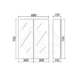 600mm Lukka Alpha Rectangle PVC Board Wall Hung Shaving Cabinet Gloss White