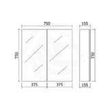 750mm Lukka Alpha Rectangle PVC Board Wall Hung Shaving Cabinet Gloss White