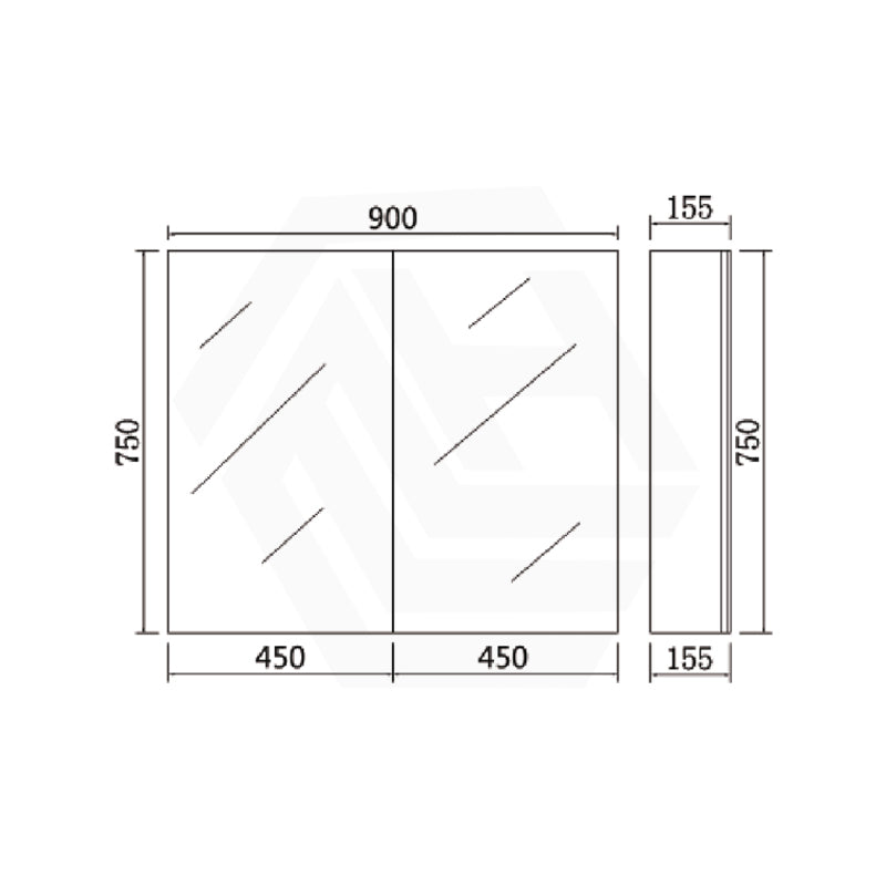900mm Lukka Alpha Rectangle PVC Board Wall Hung Shaving Cabinet Gloss White
