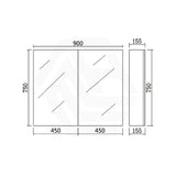 900mm Lukka Alpha Rectangle PVC Board Wall Hung Shaving Cabinet Gloss White