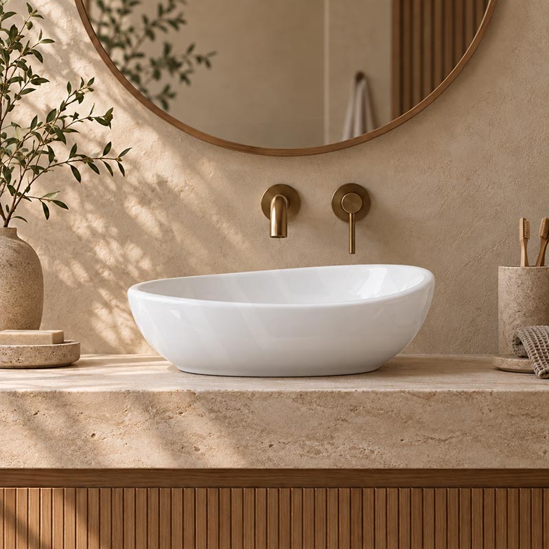 Lukka Birch Oval Above Counter Ceramic Basin 410x340x135mm - Variant Colour Available