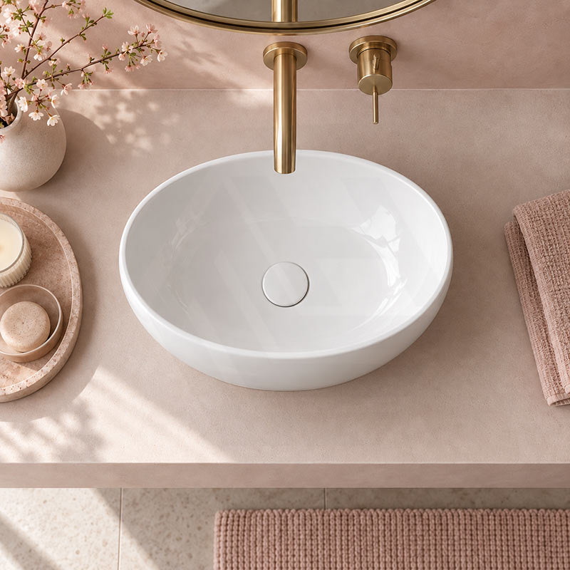 Lukka Birch Oval Above Counter Ceramic Basin 410x340x135mm - Variant Colour Available