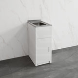 Lukka 370/560mm 30L Chrome Stainless Steel Freestanding Compact Laundry Tub & Cabinet