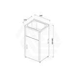 Lukka 370/560mm 30L Chrome Stainless Steel Freestanding Compact Laundry Tub & Cabinet