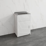 Lukka 370/560mm 30L Chrome Stainless Steel Freestanding Compact Laundry Tub & Cabinet