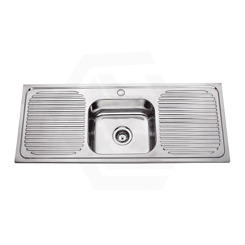 Lukka 1182x486mm Stainless Steel Single Bowl Kitchenette/Laundry Sink Only With Double Drainer Boards Top Mount