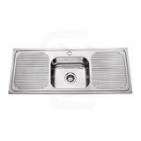 Lukka 1182x486mm Stainless Steel Single Bowl Kitchenette/Laundry Sink Only With Double Drainer Boards Top Mount