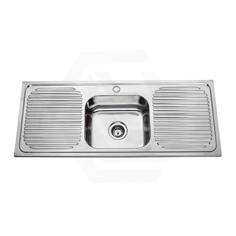 Lukka 1182x486mm Stainless Steel Single Bowl Kitchenette/Laundry Sink Only With Double Drainer Boards Top Mount