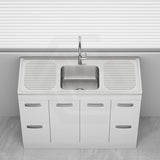 Lukka 1182x486mm Stainless Steel Single Bowl Kitchenette/Laundry Sink Only With Double Drainer Boards Top Mount