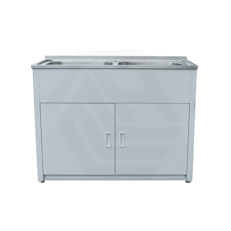 Lukka 1170x510x870mm 90L Stainless Steel Freestanding Double Bowls Laundry Tub & Cabinet