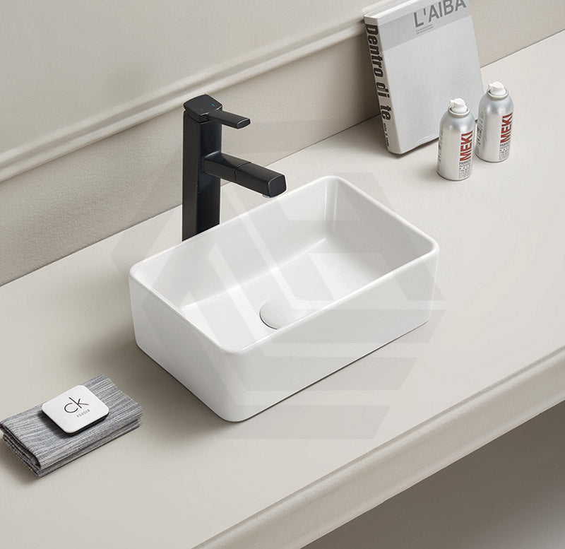 Lukka Crete Ceramic Above Counter Basin No Overflow 361x231x119mm - Gloss White